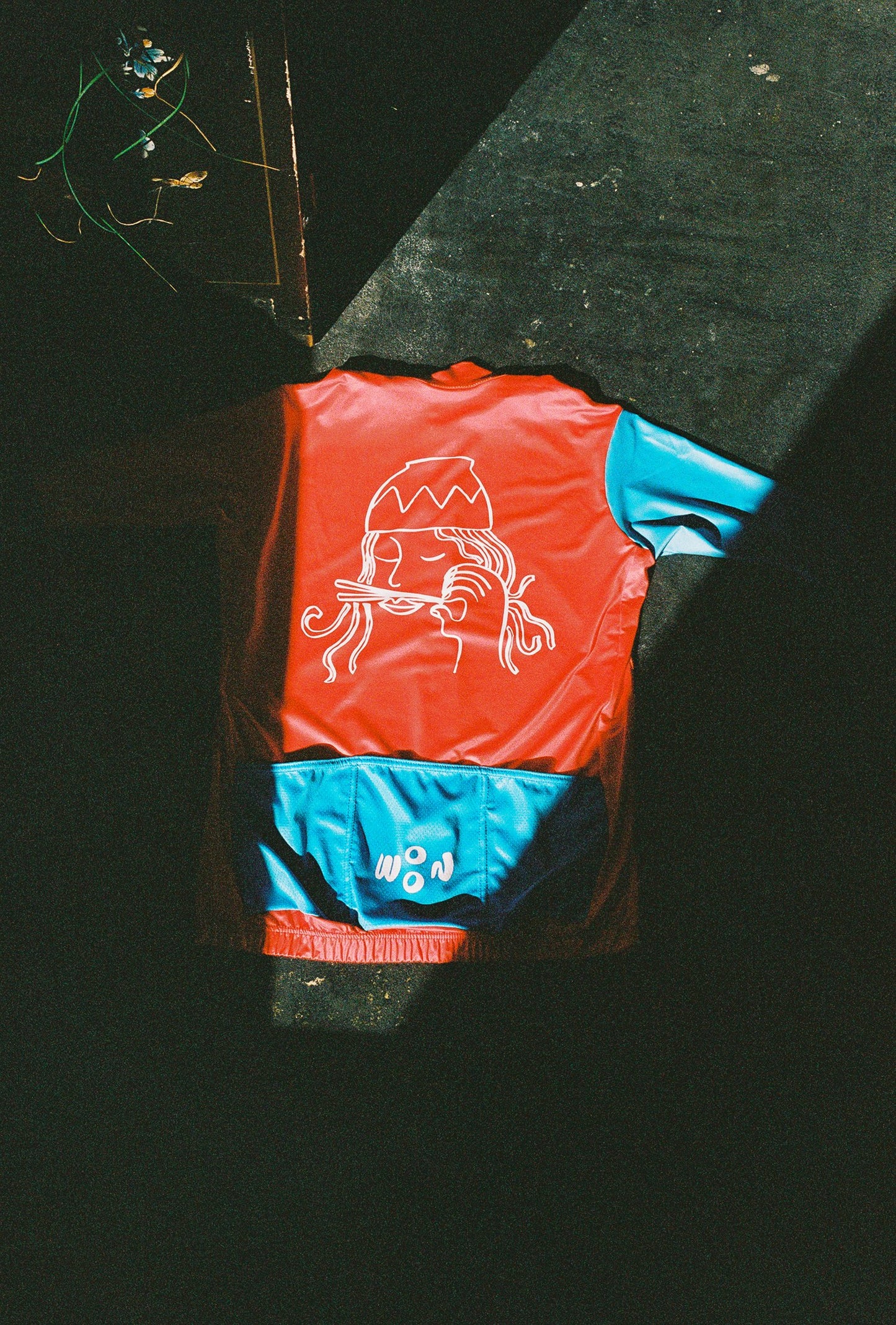 A close up of a back of a cycling jersey